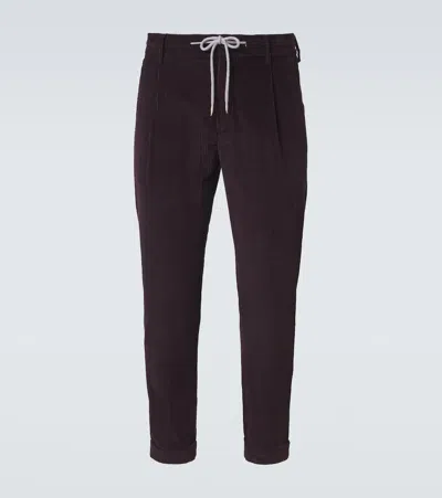 Eleventy Cotton And Cashmere Corduroy Slim Pants In Black