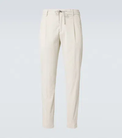 Eleventy Cotton And Cashmere Corduroy Straight Pants In Animal Print