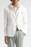 Eleventy Cotton & Cashmere Sport Coat With Removable Hooded Bib In 01 White