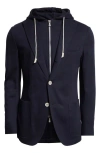 Eleventy Cotton Knit Sport Coat With Hooded Bib In 11n New Blue