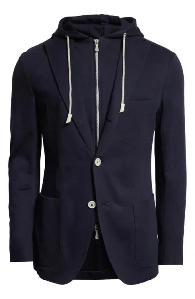ELEVENTY ELEVENTY COTTON & CASHMERE SPORT COAT WITH REMOVABLE HOODED BIB