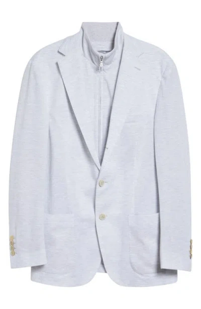 Eleventy Cotton & Linen Sport Coat With Removable Bib In Blue