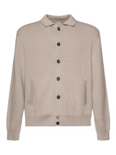 Eleventy Cotton And Silk Cardigan In Nude