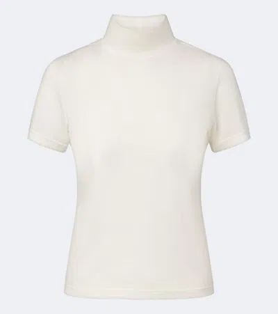 Eleventy Cotton And Wool Turtleneck Top In Panna