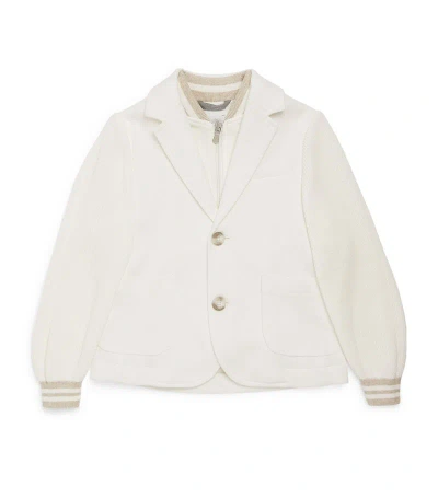 Eleventy Kids' Cotton-blend Blazer Jacket (4-16 Years) In Ivory