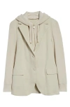 Eleventy Cotton Blend Blazer With Hooded Bib In Sand