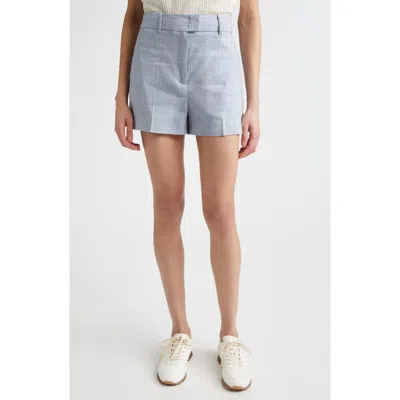 Eleventy Cotton Blend Chambray Shorts In Blue