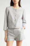 Eleventy Cotton Blend Crop Jacket In Light Melange Grey