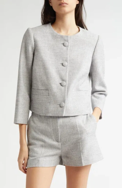 Eleventy Cotton Blend Crop Jacket In Light Melange Grey