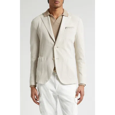 Eleventy Cotton Blend Herringbone Knit Sport Coat In White