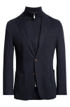 Eleventy Cotton Blend Knit Sport Coat With Removable Bib In 11nn Blue