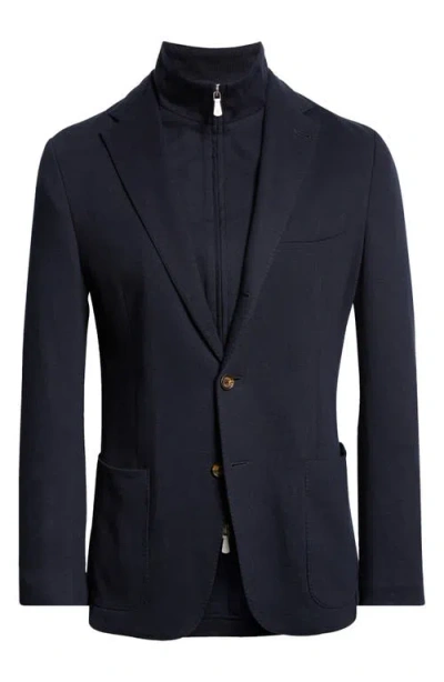 Eleventy Cotton Blend Knit Sport Coat With Removable Bib In 11nn Blue