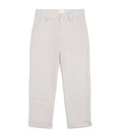 Eleventy Kids' Cotton-blend Straight Trousers In Gray