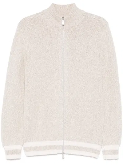 Eleventy Cotton Cardigan In Neutrals