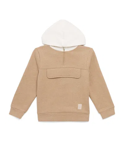 Eleventy Kids' Cotton-cashmere Quarter-zip Hoodie In Multi