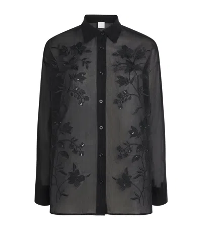 Eleventy Cotton Embroidered Shirt In Black