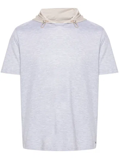 Eleventy Cotton Hooded T-shirt In Grey