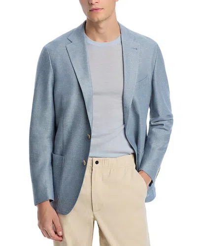 Eleventy Cotton Linen Blend Regular Fit Jersey Soft Jacket In Denim