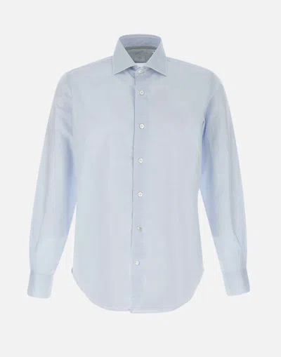 Eleventy Cotton Linen Sky Blue Shirt