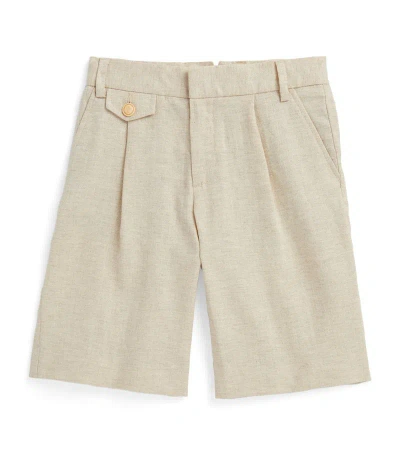 Eleventy Kids' Cotton-linen Suit Shorts (2-16 Years) In Brown