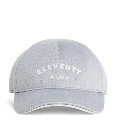 Eleventy Cotton Logo Baseball Cap In Blue