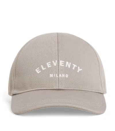Eleventy Cotton Logo Baseball Cap In Brown