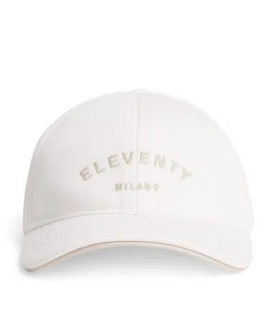 Eleventy Cotton Logo Baseball Cap In White