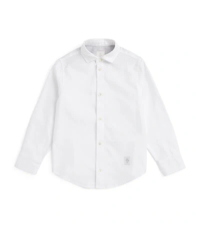 Eleventy Kids' Logo-appliqué Cotton Shirt In White