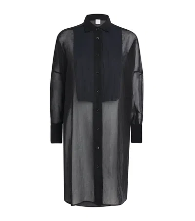 Eleventy Cotton Longline Dress Shirt In Black