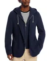 Eleventy Cotton Knit Sport Coat With Hooded Bib In Navy