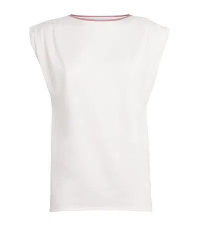 Eleventy Cotton Pleated-detail T-shirt In White