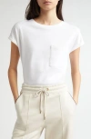Eleventy Cotton Pocket T-shirt In White And Sand