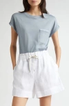 Eleventy Cotton Pocket T-shirt In Zucchero And White