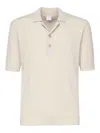 Eleventy Textured Cotton Polo With Ribbed Collar In Beige