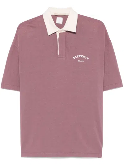 Eleventy Cotton Polo Shirt In Purple