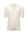 Eleventy Textured Cotton Polo With Ribbed Collar In White