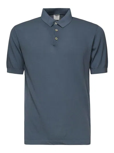 Eleventy Cotton Polo With Buttons In Blue
