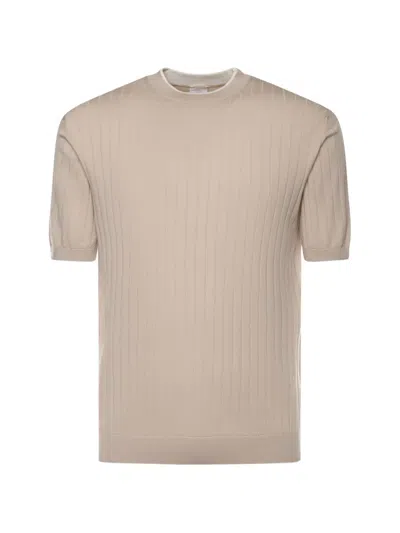 Eleventy Cotton Ribbed T-shirt In Neutral