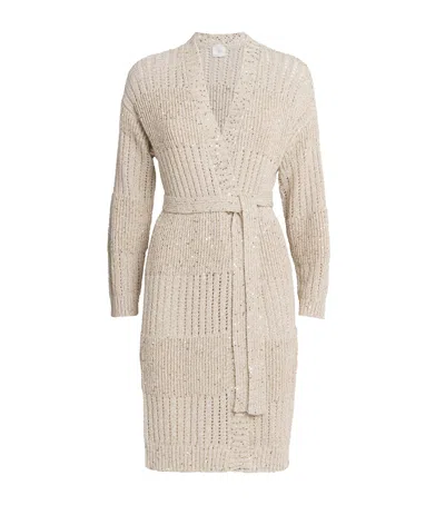 Eleventy Cotton Sequinned Cardigan In Beige