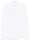 Eleventy Mens Light Gray Texas Flap-pocket Cotton Shirt