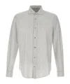 Eleventy Slim Fit Striped Cotton Shirt With Vertical Stripes In Gray