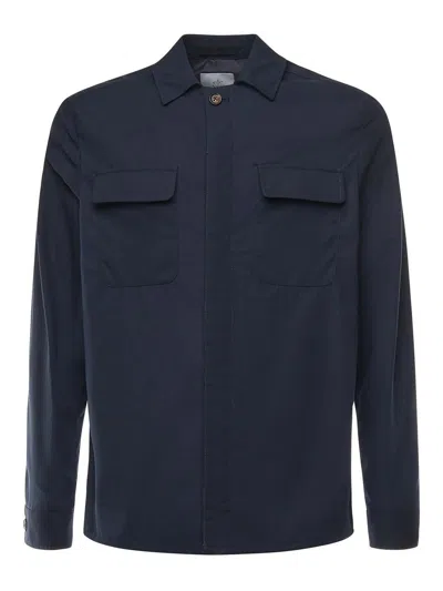 Eleventy Cotton Shirt Jacket In Blue