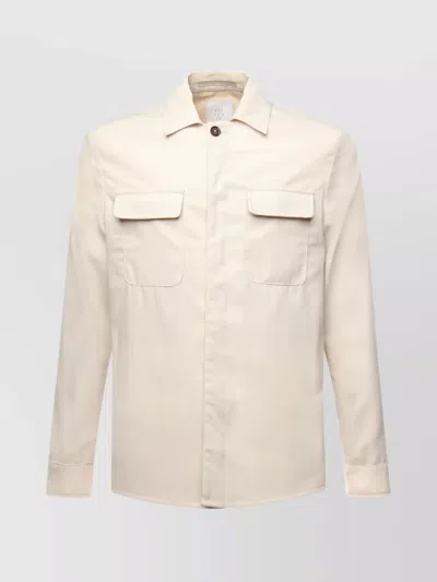 Eleventy Cotton Shirt Jacket Flap Pockets In Neutral