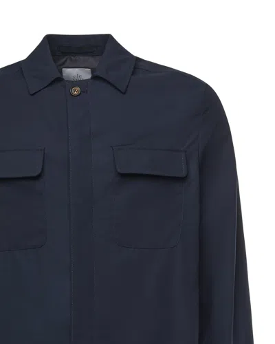 Eleventy Cotton Shirt Jacket In Navy Blue