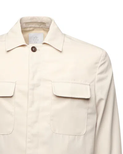 Eleventy Cotton Shirt Jacket In Sand
