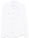 Eleventy Mens Light Gray Texas Flap-pocket Cotton Shirt In White