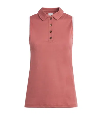 Eleventy Cotton Sleeveless Polo Shirt In Red