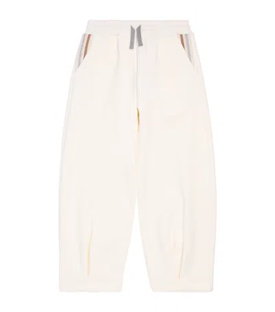 Eleventy Kids' Cotton Stripe-detail Sweatpants In White