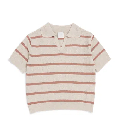 Eleventy Kids' Cotton Stripe Polo Shirt In Neutral