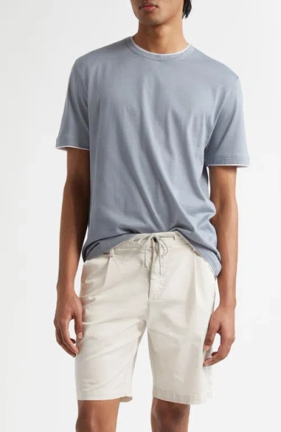 Eleventy Cotton T-shirt In 080113 Denim White Lt Grey